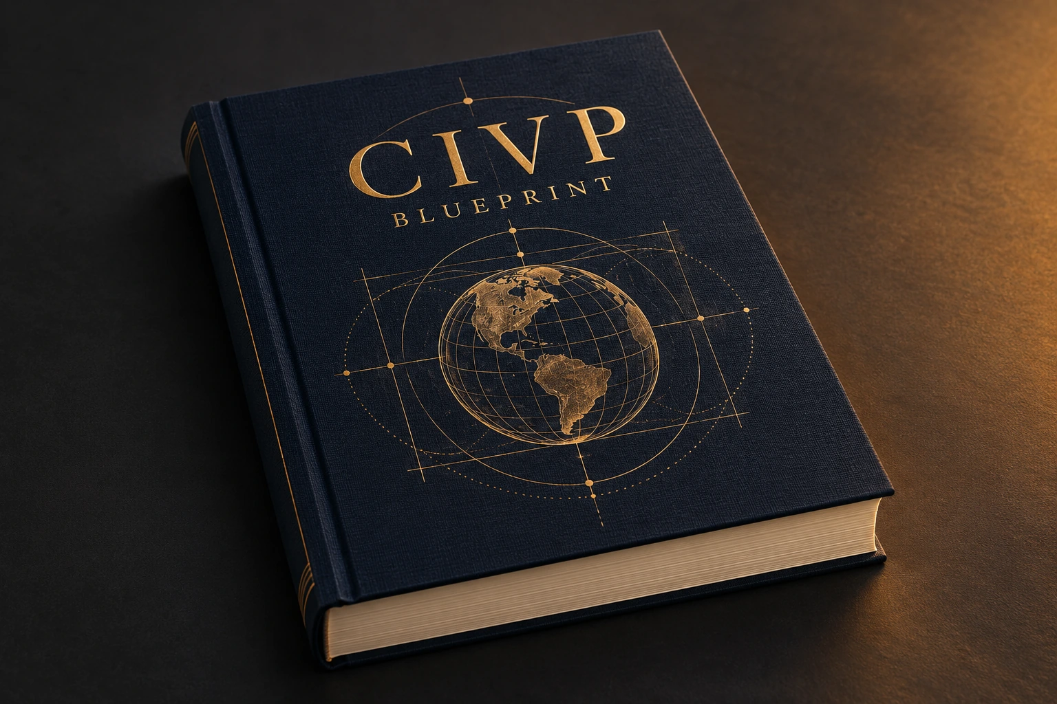 CIVP Blueprint volume with a navy cover and gold creation geometry.